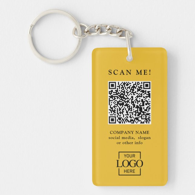 Custom Branded Business Logo QR Code Modern Keychain (Front)
