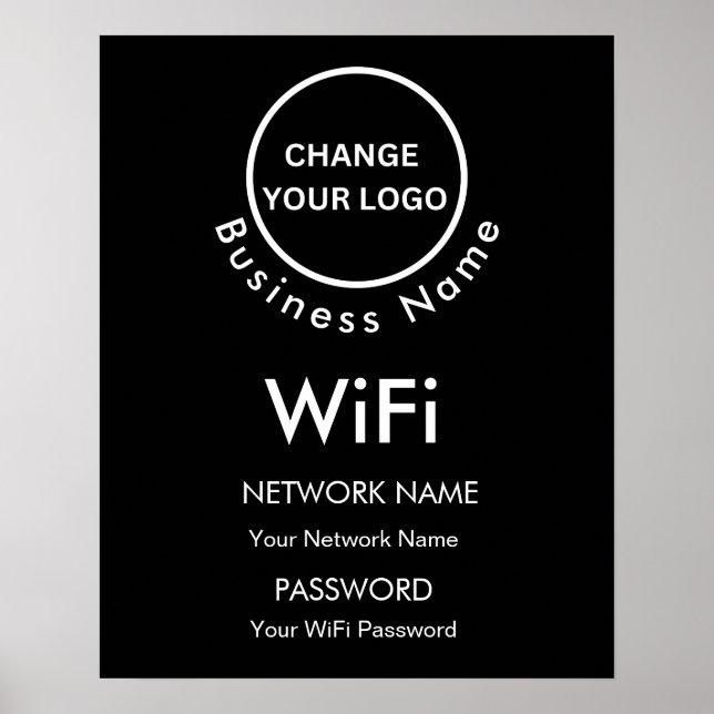 Custom Branded Business Name Wifi Details & Logo Poster (Front)