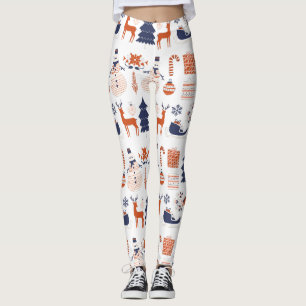 Custom Branded Christmas in Pink Red Blue Leggings