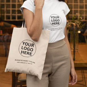 Custom Branded Company Logo & Text  Tote Bag