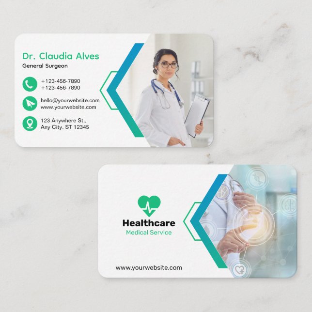 Custom Branded Creative Modern Medical Service Business Card (Front/Back)