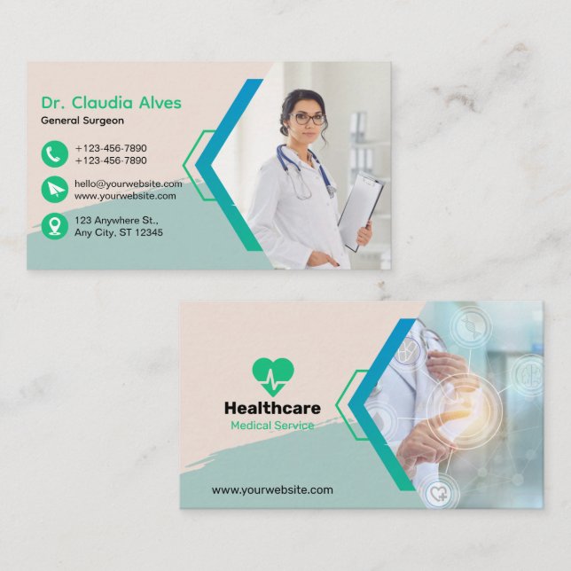 Custom Branded Creative Modern Medical Service Business Card (Front/Back)