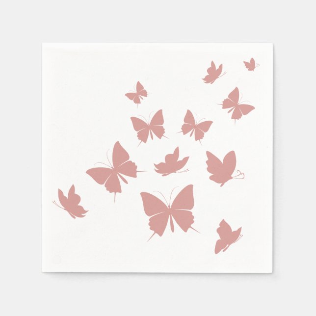 Custom Branded Cute Pink Flying Butterflies  Napkin (Front)