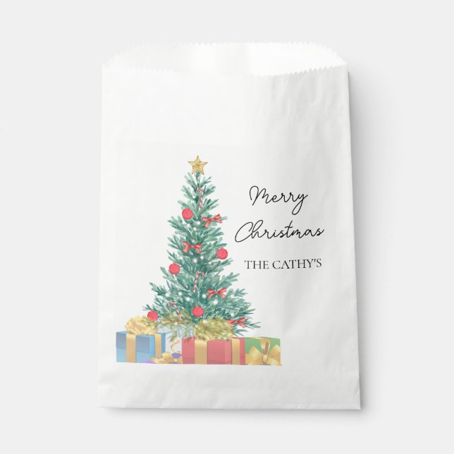 Custom Branded Elegant Merry Christmas Party Paper Favour Bag (Front)