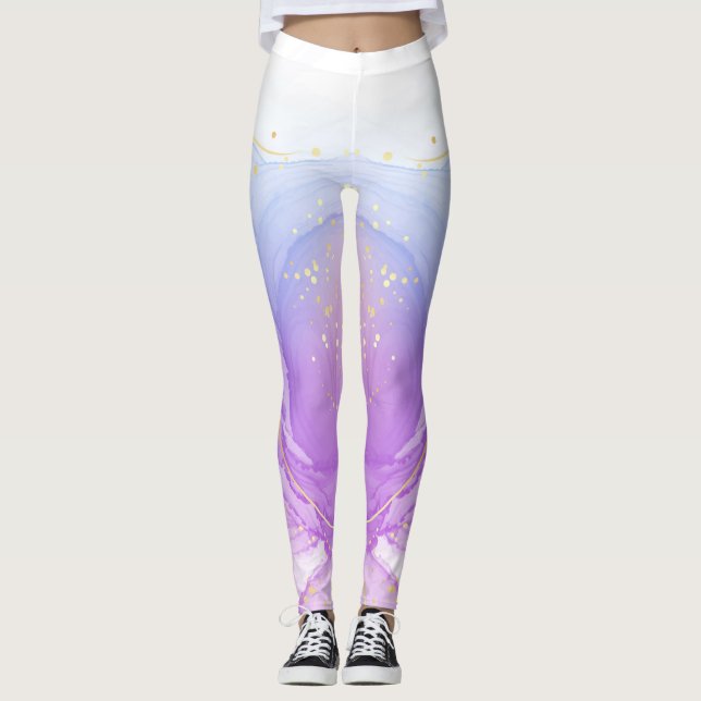 Custom Branded Elegant Watercolor Bouquet Design  Leggings (Front)