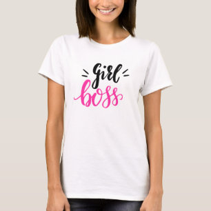 Custom Branded Girl Boss Script Hearts Pink Black  T-Shirt