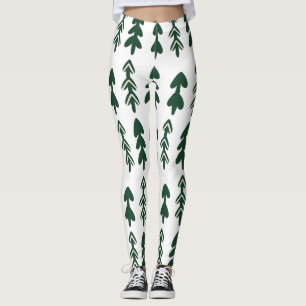 Custom Branded Green Beige Handdrawn Christmas Leggings
