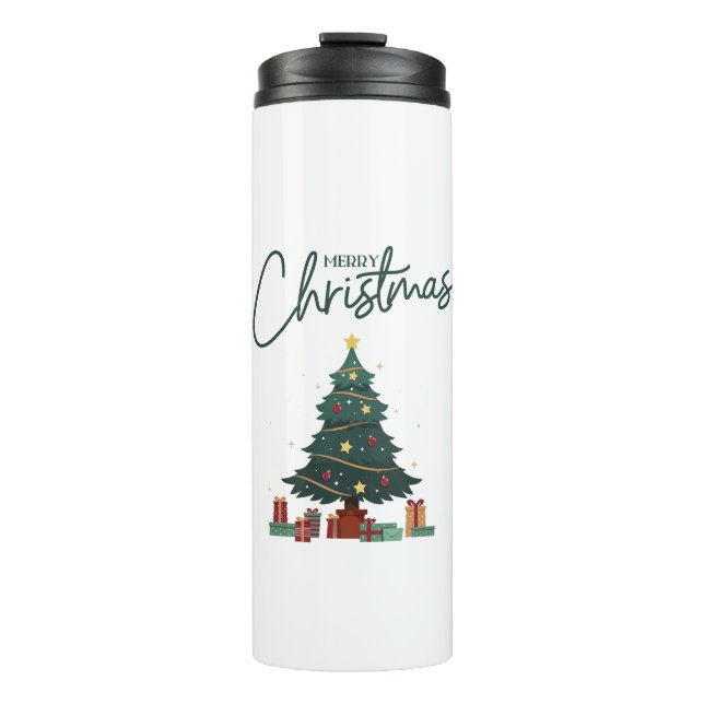 Custom Branded Green Yellow Christmas Insulated  Thermal Tumbler (Front)