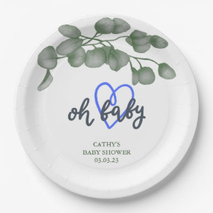 Custom Branded Greenery Oh Baby   Baby Shower  Paper Plate