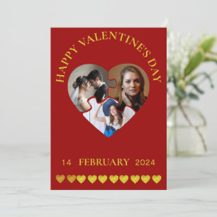 Custom Branded Happy Valentine's Day Three Photos Holiday Card