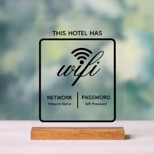 Custom Branded Hotel Name Wifi Password Acrylic Sign