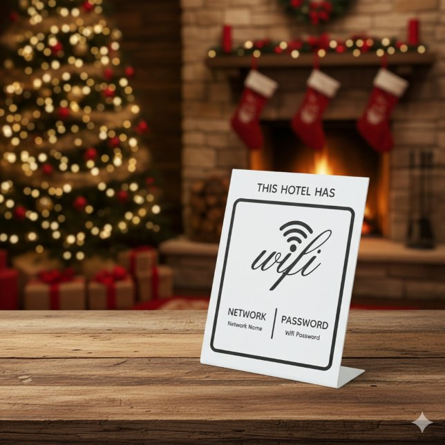 Custom Branded Hotel Name Wifi Password Pedestal Sign (Creator Uploaded)