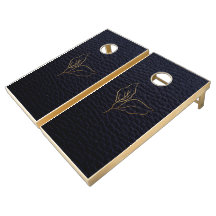 Custom Branded Natural Wood Modern Black Leather
