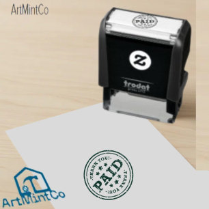 Custom Branded PAID Basic Office or Business Bank Self-inking Stamp