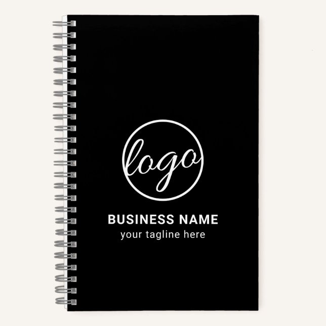Custom Branded Promotional Logo Black Business Notebook (Front)