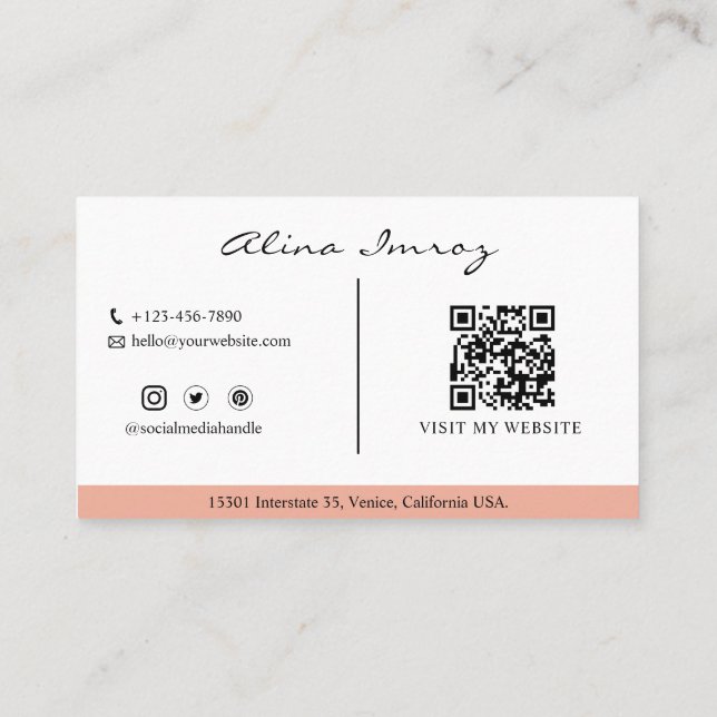 Custom Branded QR Code Event Planner Business Card (Back)