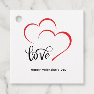 Custom Branded Red Black Minimalist Valentine Day Favour Tags