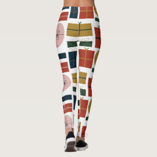 Custom Branded Red Green Pink Geo in Christmas Leggings