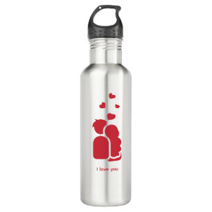 Custom Branded Red White Simple Couple and Heart 710 Ml Water Bottle