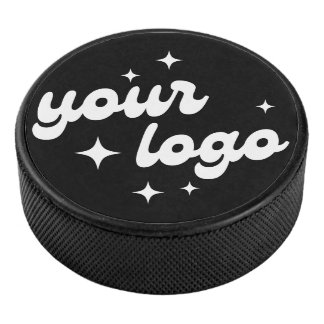 Custom Branded Round Business Logo Black Hockey Puck