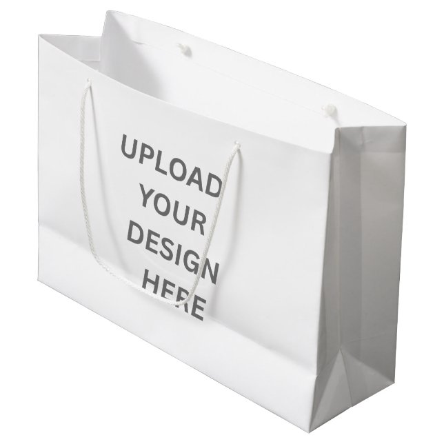 Custom Branded White Gift Bag | Large Glossy (Front Angled)