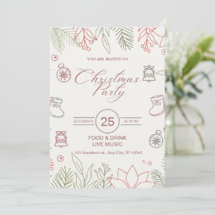 Custom Branded White Simple Christmas Party Invitation