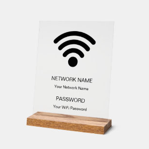 Custom Branded Wifi Network and Password Black Acrylic Sign