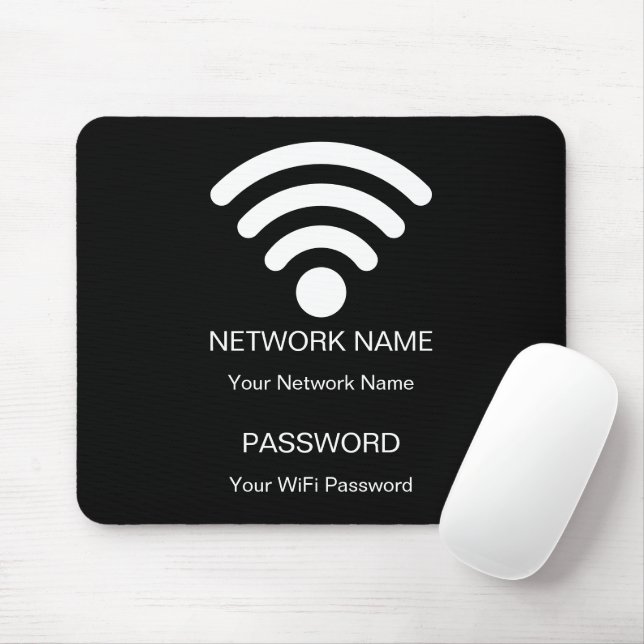 Custom Branded Wifi Network and Password Black  Mouse Pad (With Mouse)