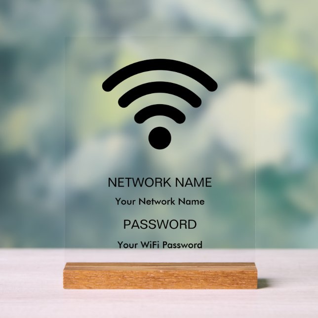 Custom Branded Wifi Network and Password White Acrylic Sign (Neutral)