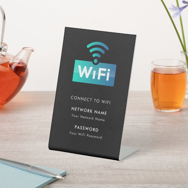 Custom Branded Wifi Network Connect Modern Black Pedestal Sign (In SItu)