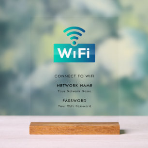 Custom Branded Wifi Network Connect Modern White Acrylic Sign