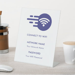 Custom Branded Wifi Network Connect Modern White  Pedestal Sign