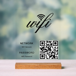 Custom Branded Wifi Network QR Code Acrylic Sign