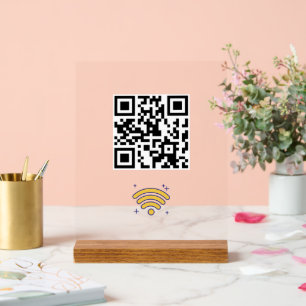 Custom Branded Wifi Network QR Code Modern Acrylic Sign