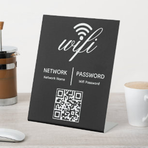 Custom Branded Wifi Password Personalized QR Code  Pedestal Sign