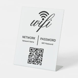 Custom Branded Wifi Password Personalized QR Code  Pedestal Sign