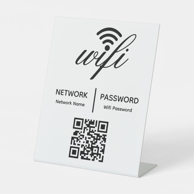 Custom Branded Wifi Password Personalized QR Code  Pedestal Sign (Front)