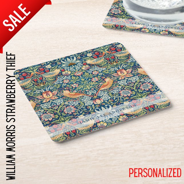 Custom Branded William Morris Birds Pattern Square Paper Coaster (Creator Uploaded)