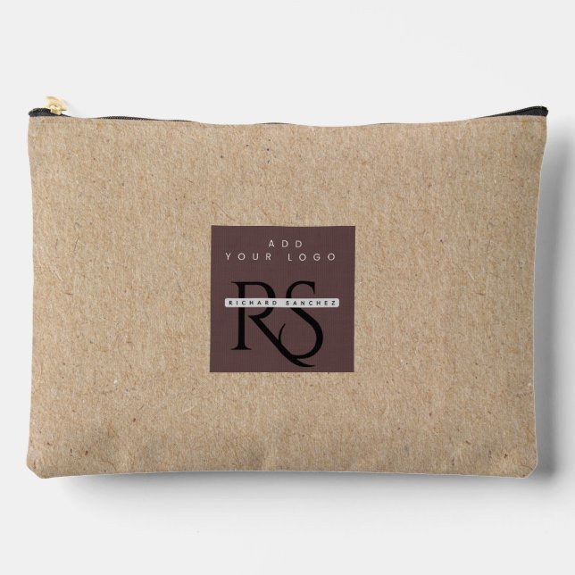 Custom Branding Natural wood texture Modern Accessory Pouch (Front)
