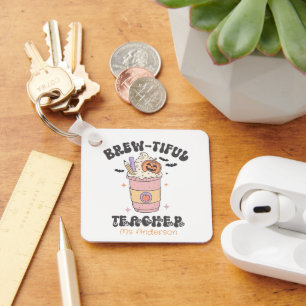 Custom Brew-tiful Teacher Halloween Keychain