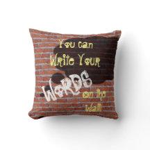 Custom Brick Wall Graffiti Thought Bubble Pillow