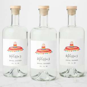  Custom Bridal Fiesta Sombrero   Liquor Bottle Label