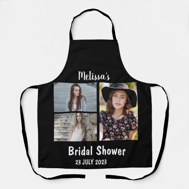 Custom Bridal  Shower 3 Photo Collage Apron (Front)