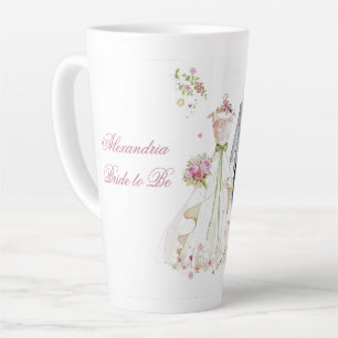 Custom Bridal Shower Bride & Groom Cream dress Latte Mug
