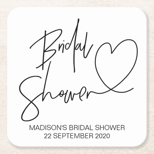 Custom Bridal Shower Coasters Party Table Decor (Front)