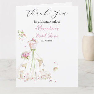 Custom Bridal Shower Dress Thank you Card