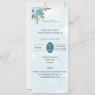 Custom Bridal Shower Elegant blue Flowers Invitation