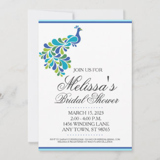 Custom Bridal Shower Invite, Beautiful Peacock Invitation