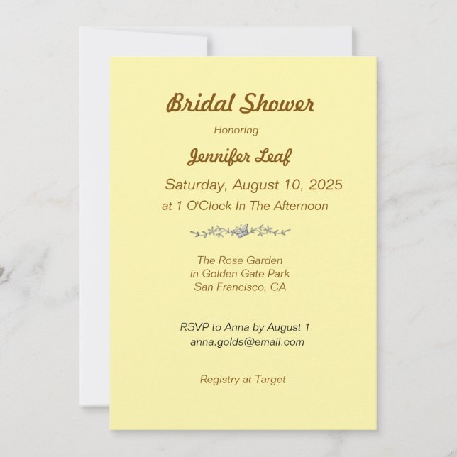 Custom Bridal Shower Minimalist Simple Invitation (Front)