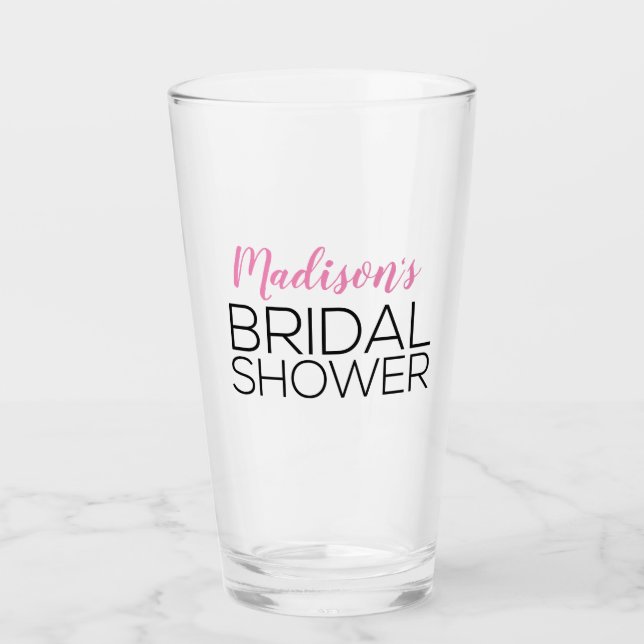 Custom Bridal Shower Personalized Pint Glass (Front)